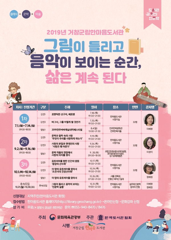 2019년 도서관  「길 위의 인문학」  안내